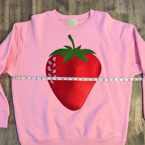 Judith March Sweatshirt Strawberry Pink Pullover Rhinestone Funky Artsy Large - Picture 4 of 12